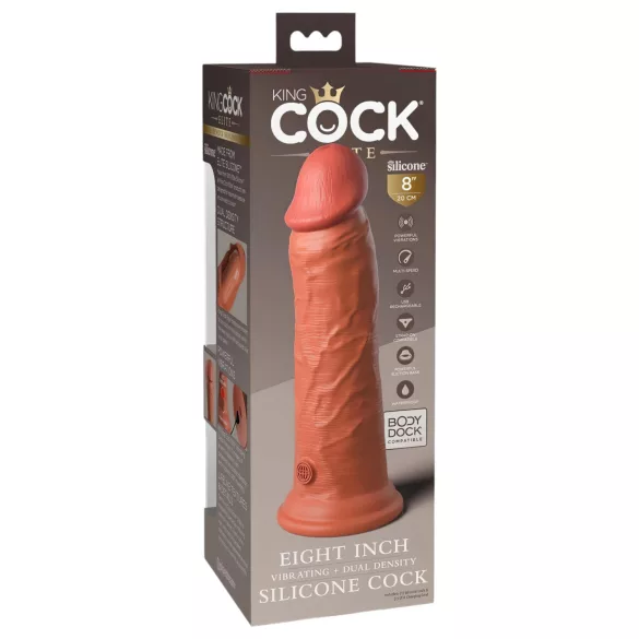King Cock Elite 8 - Lebensechter Vibrator 20cm (dunkel natur)