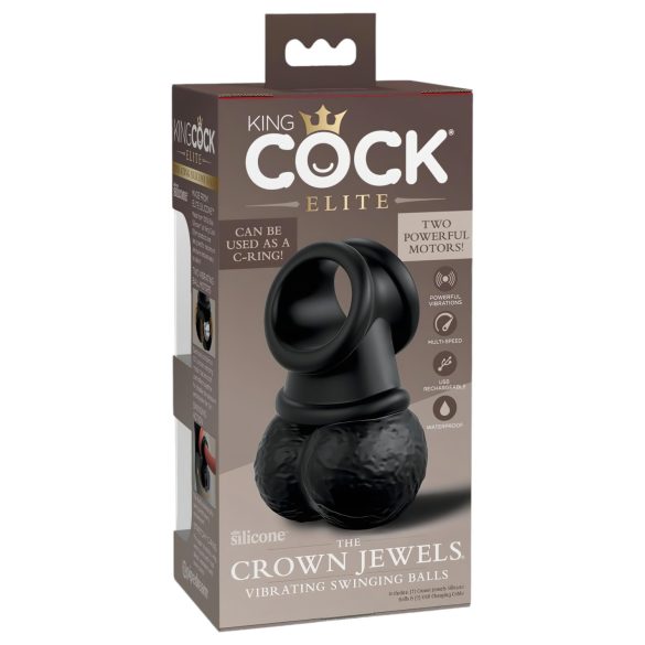 King Cock Crown Jewels - vibrierender Penisring (schwarz)