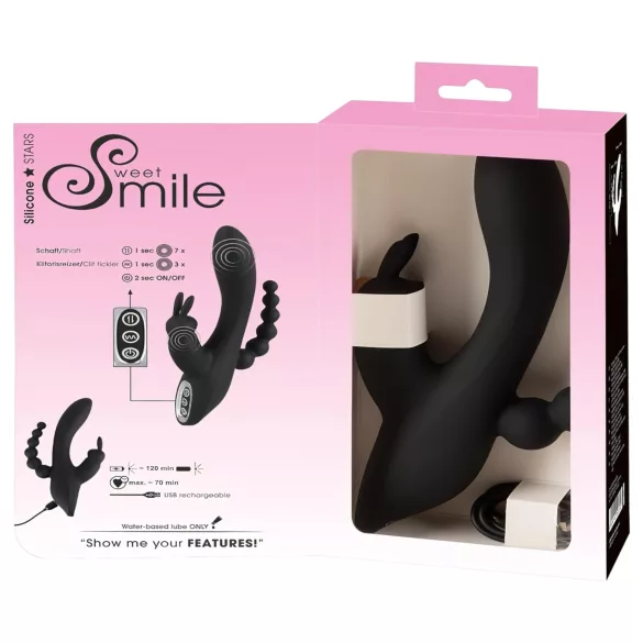 SMILE Triple - Akku, wasserfester 3-fach Vibrator (schwarz)