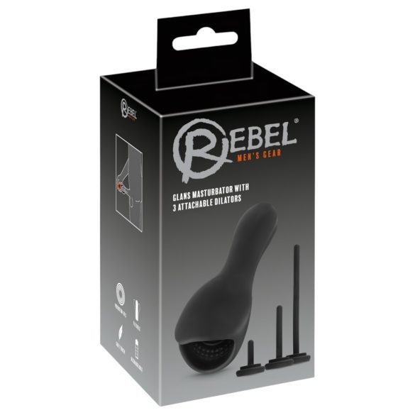 Rebel - Eichelvibrator mit Dilator (schwarz)