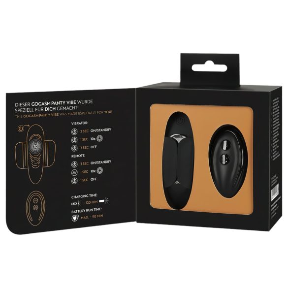 GoGasm Panty - Akku-Klitorisvibrator mit Funk (schwarz)