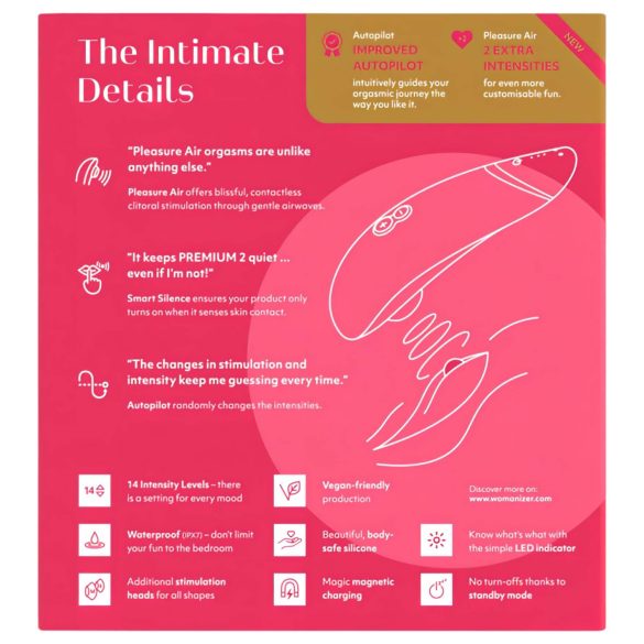 Womanizer Premium 2 - Luftwellen-Klitorisstimulator (pink)