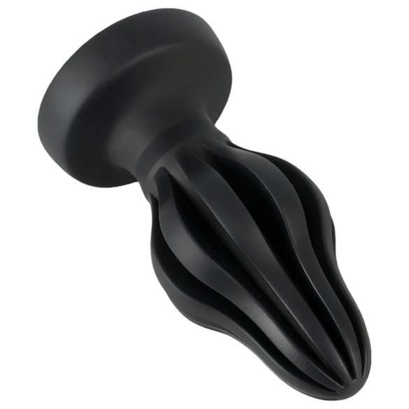 ANOS - Weicher, gerippter Analplug - 7cm (schwarz)