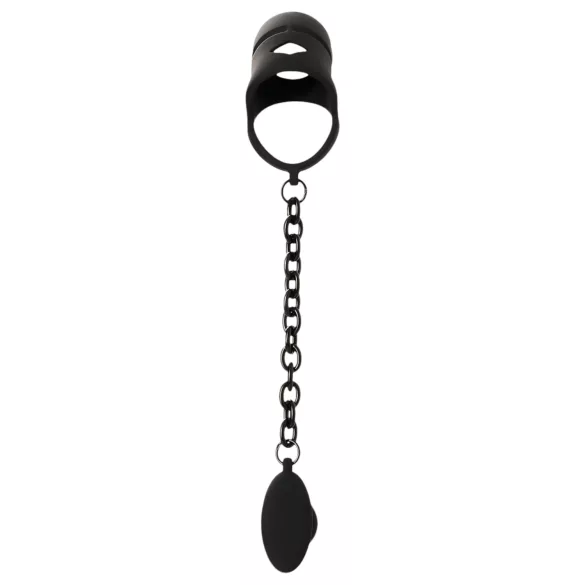 Black Velvets - Silikon Peniskäfig mit Analplug (schwarz)