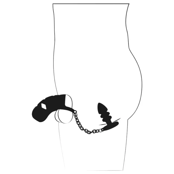 Black Velvets - Silikon Peniskäfig mit Analplug (schwarz)