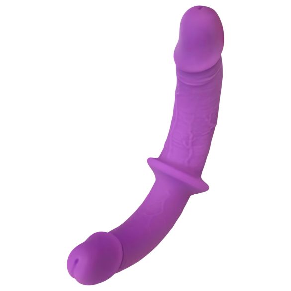 SMILE - lila-schwarzes Strap-On-Duo-Dildo mit Unterteil