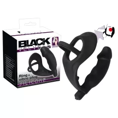   Black Velvet - Anale Vibrator mit Penis- und Hodenring (schwarz)
