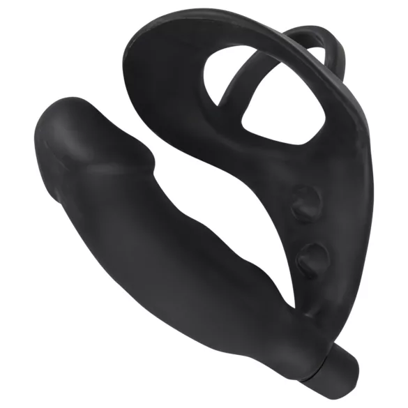 Black Velvet - Anale Vibrator mit Penis- und Hodenring (schwarz)