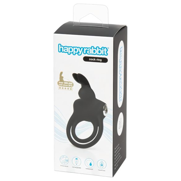 Happyrabbit Cock - Wasserdichter, Akku-Penis- und Hodenring (Schwarz)
