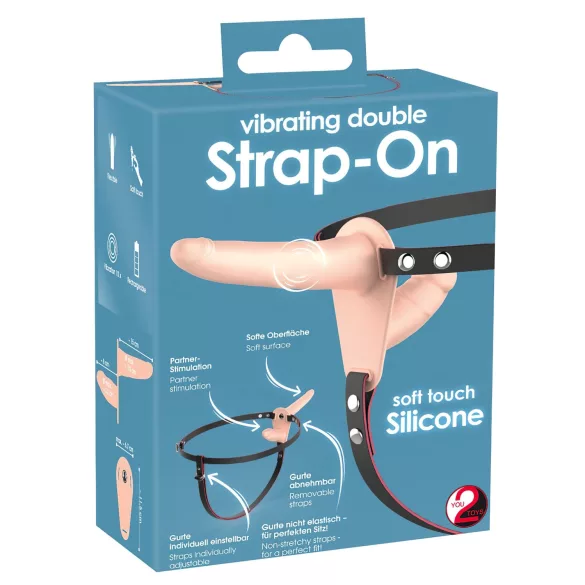 You2Toys - Strap-On - anlegbarer Doppelvibrator (natur)