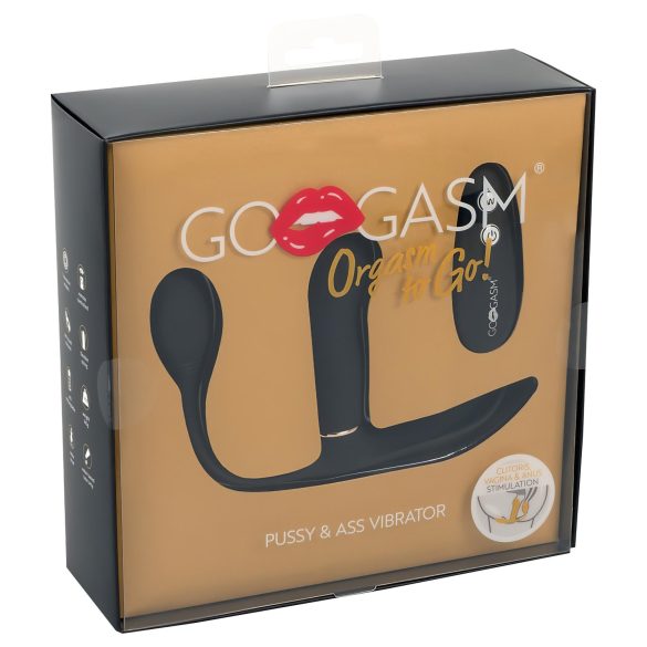 GoGasm Pussy & Ass - Akku, Funk, 3-fach Vibrator (schwarz)