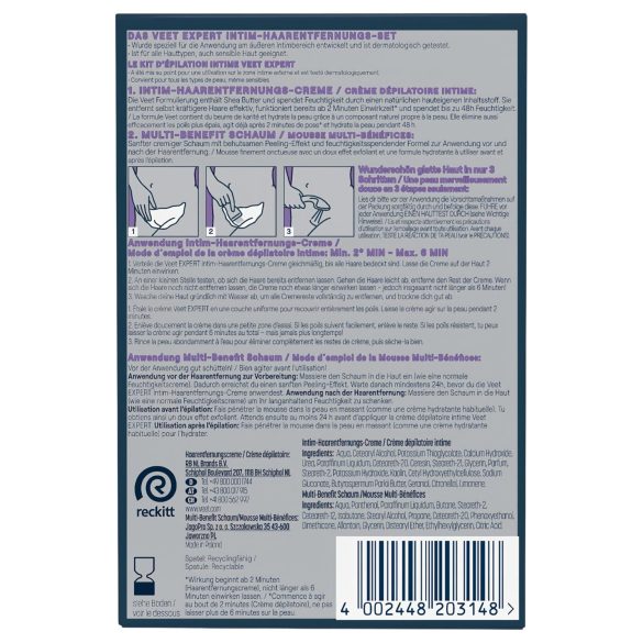 Veet - Intim-Enthaarungscreme und feuchtigkeitsspendender Schaum für Frauen (2×50 ml)