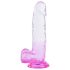 Sunfo - Haftbarer Dildo mit Hoden - 22cm (transparent-lila)