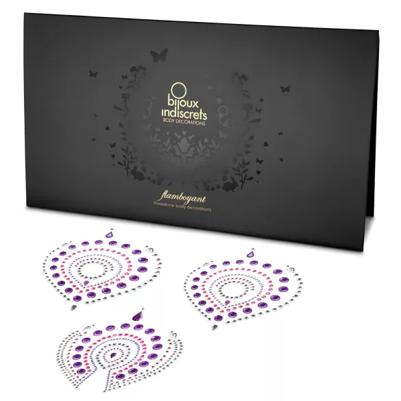 Set aus funkelnden Diamanten als Intimschmuck - 3-teilig (pink-lila)
