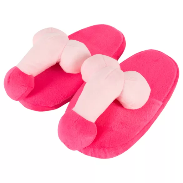 Plüschhausschuhe Rosa - Penisform