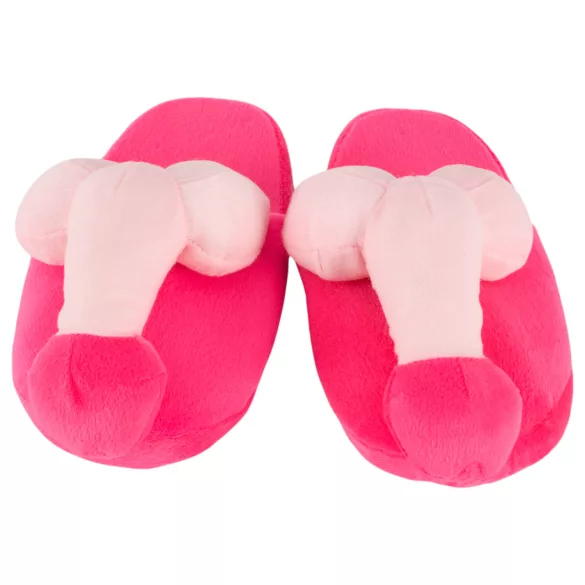 Plüschhausschuhe Rosa - Penisform
