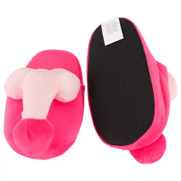 Plüschhausschuhe Rosa - Penisform