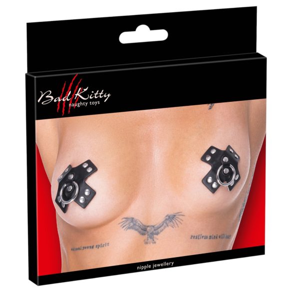 Cottelli - Nippelaufkleber mit Piercing (schwarz)