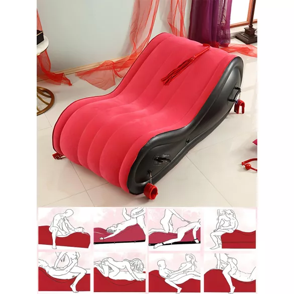 Desirel Magic Pillow - Aufblasbares BDSM-Sexmöbel - mit Fesseln (rot)