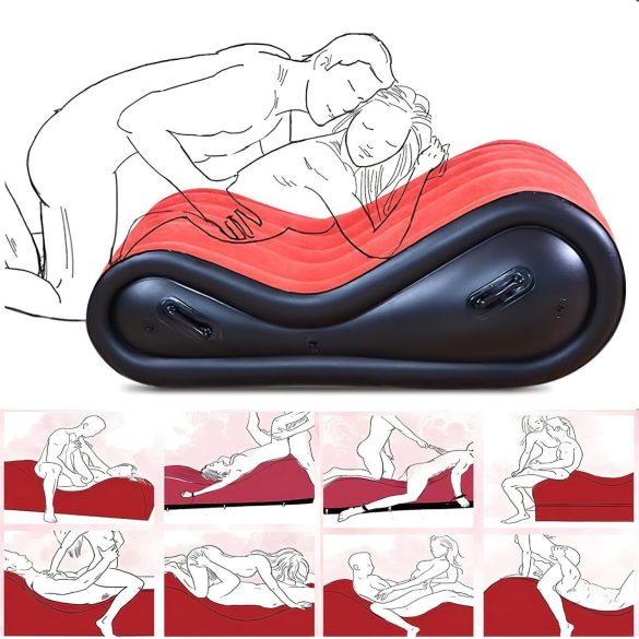 Magic Pillow - Aufblasbares BDSM Möbel - mit Fesseln - groß (rot)