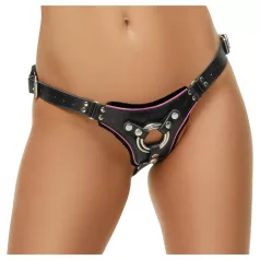   ZADO - schwarzer Leder-Slip für anlegbaren Dildo, BDSM (S-L)