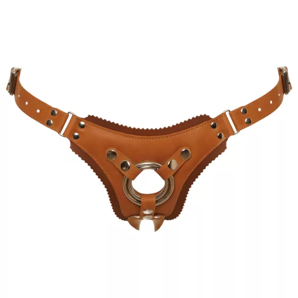 ZADO - Leder Bodygeschirr für Strap-On (braun)