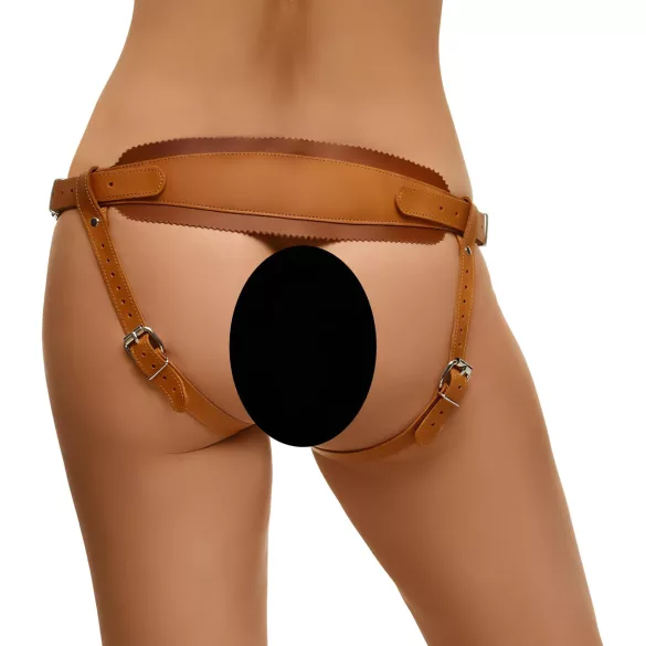 ZADO - Leder Bodygeschirr für Strap-On (braun)