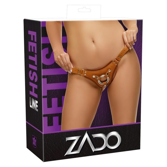 ZADO - Leder Bodygeschirr für Strap-On (braun) - L/XL