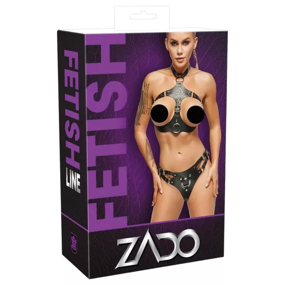 ZADO - Leder-Set mit Strap-On Unterwäsche (schwarz) - L/XL