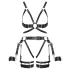 ZADO - mehrteiliges Leder-Harness-Set mit Fessel - schwarz (S-M)