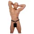 ZADO - Leder Tanga mit Dildo, 3 Penisringen