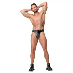   ZADO - schwarzer Leder-Tanga-Keuschheitsgürtel mit 2 Schlössern (S-2XL)