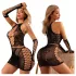 JSY 012 - glänzendes Netz-Minidress (schwarz)