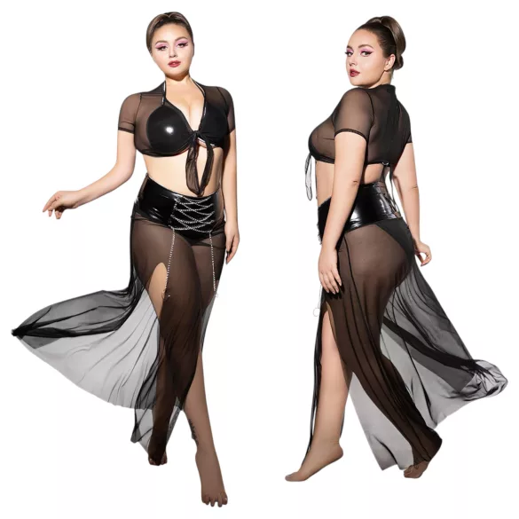 JSY 065 - schwarzes Babydoll-Set (XL-2XL)
