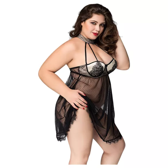 JSY 066 - schwarzes Babydoll-Set (XL-2XL)