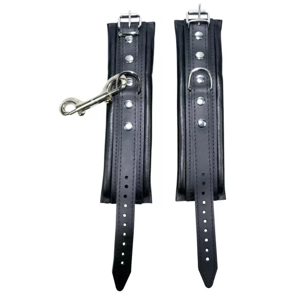 ZADO - Schwarze Lederhandfesseln mit Karabiner