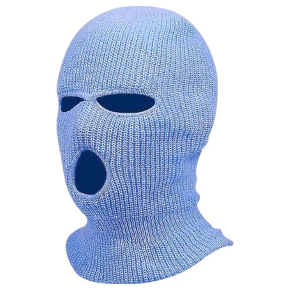 Balaclava - Strick-Saugmaske, 3 Öffnungen (blau)