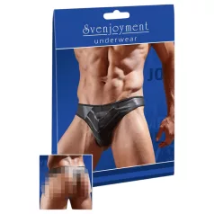   Svenjoyment - Glänzender Herren-String mit transparentem Einsatz (schwarz) - L