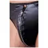 Svenjoyment - glänzender Herren-String mit Strass-Reißverschluss (schwarz) - M