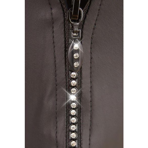 Svenjoyment - glänzender Herren-String mit Strass-Reißverschluss (schwarz) - XL