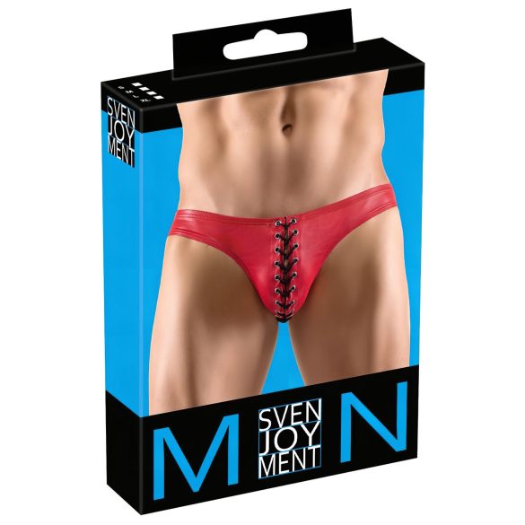Svenjoyment - Schwarze Herren-Unterhose mit Schnürung (Rot)