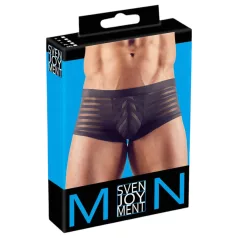 Svenjoyment - Transparente, gestreifte Boxershorts (schwarz)
