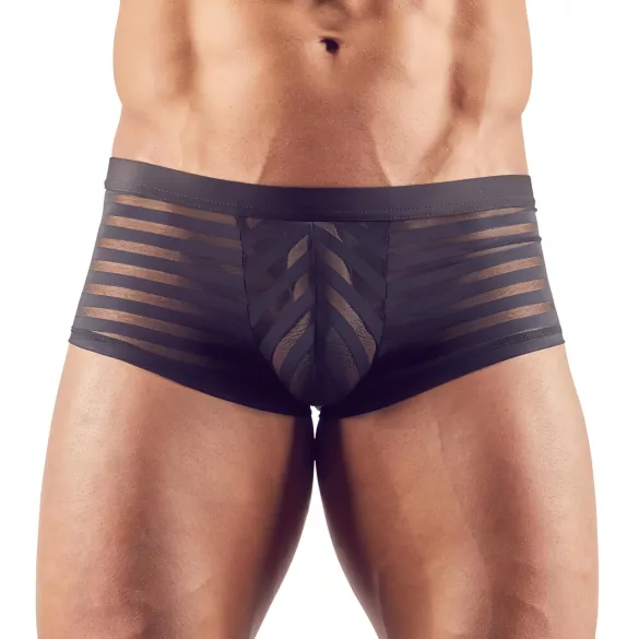 Svenjoyment - Transparente, gestreifte Boxershorts (schwarz) - M