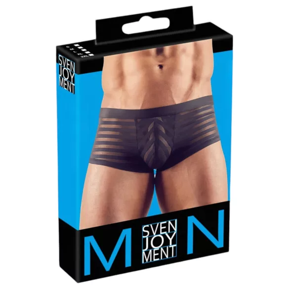 Svenjoyment - Transparente, gestreifte Boxershorts (schwarz) - XXL