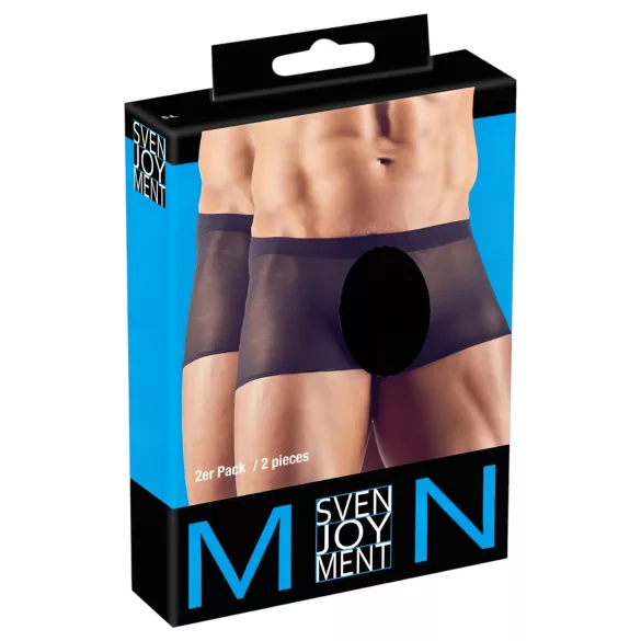 Svenjoyment - 2-teiliges schwarzes transparentes Boxershort-Set (S-L)