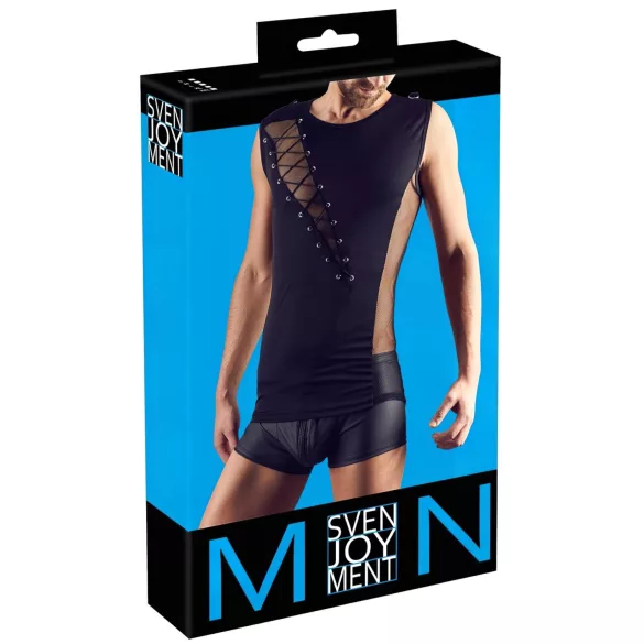 Svenjoyment - Schnürhemd für Herren (schwarz) - XL