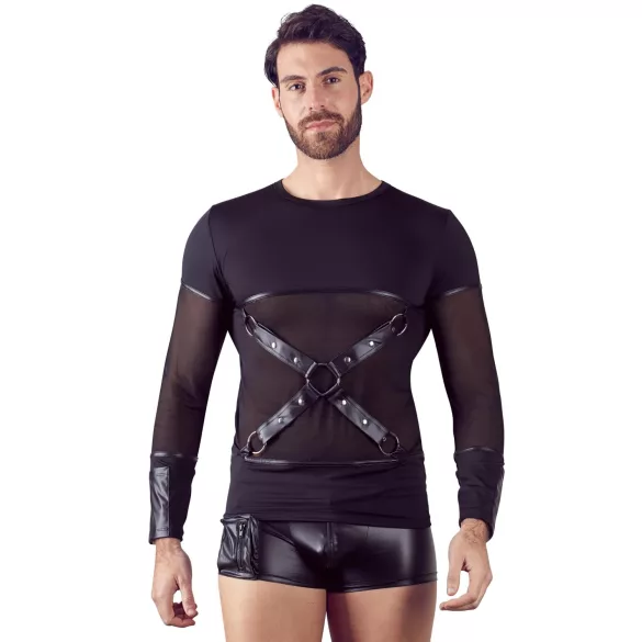 NEK - Langarmshirt mit Kreuzträger für Herren (schwarz) - XL