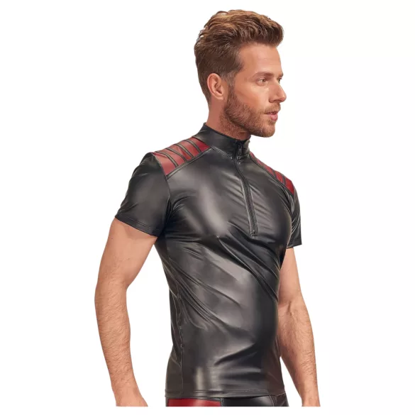 NEK - Herren-Shirt mit roten Einsätzen und Reißverschluss (schwarz)