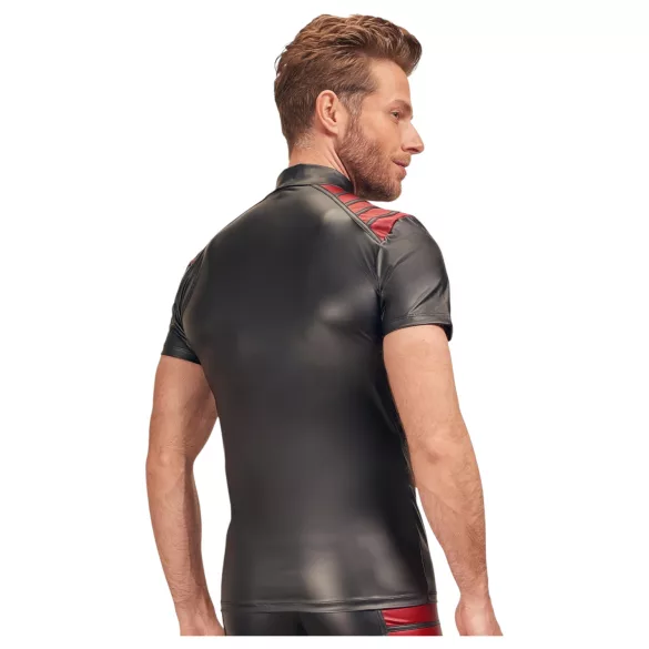 NEK - Herren-Shirt mit roten Einsätzen und Reißverschluss (schwarz)