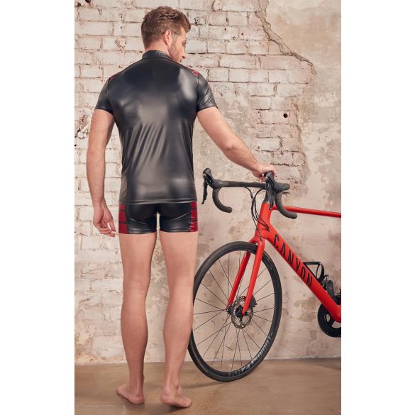 NEK - Herren-Shirt mit roten Einsätzen und Reißverschluss (schwarz) - XL